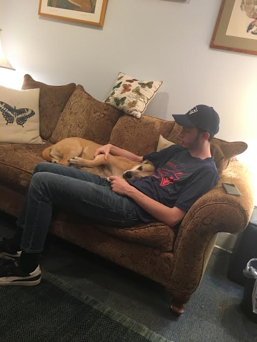 Man sitting with dog